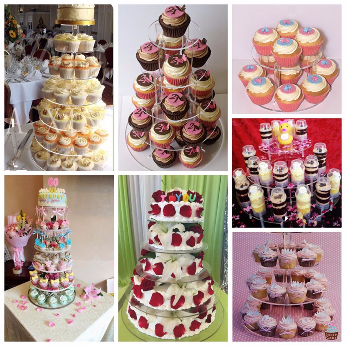 3/4/5/6/7 Tier Cupcake Display Holder Cake Stand Birthday Wedding Party Acrylic 
