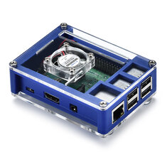 3-in-1 Blauw ABS Behuizing beschermhoes + koelventilator + koellichaamset voor Raspberry Pi 3B + / 3B / 2B