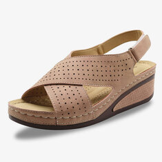 Sandali con zeppa casual leggeri donna Cross Cintura Gancio Loop