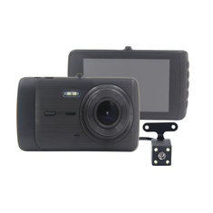 X402 HD 1080P Grand angle 4 pouces IPS Écran Avant et Arrière Double Objectif Inversant Image Voiture DVR