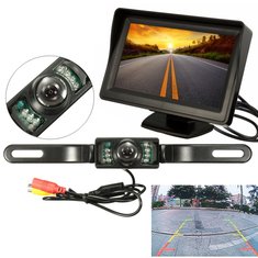4,3 polegadas carro TFT LCD exibição visão traseira do sistema kit monitor de visão noturna invertendo câmera à prova d'água