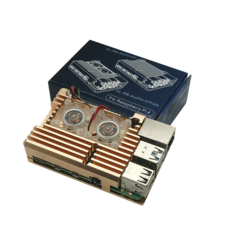 Gouden Armor aluminium behuizing beschermende metalen behuizing met dubbele ventilator voor alleen Raspberry Pi 4 Model B