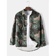Mens algodão camo selva impressão camisas respiráveis