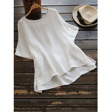 Plus Maat Katoen Effen Kleur 3/4 mouw Losvallende blouse