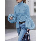 Camicetta da donna a sbuffo alta Collo Camicetta con volant Lavorare elegante Camicia