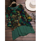 Camicetta patchwork stampa chiffon vintage