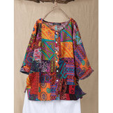 Patchwork-overhemd met etnische print