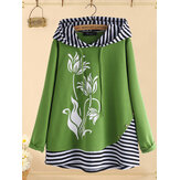 Original
Blusa con capucha y patchwork con estampado de flores y tallas grandes