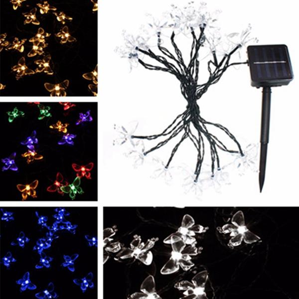4 8m 20 Led Solar Waterproof Butterfly Fairy Light String Outdoor