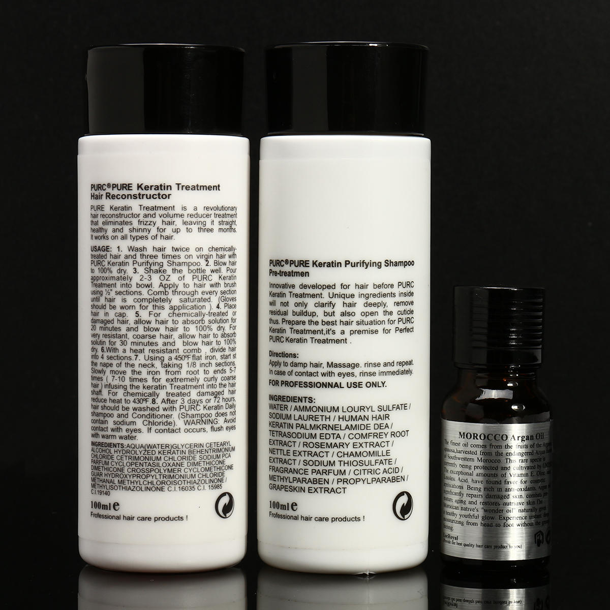 3pcs Hair Straightening Treatment Shampoo Argan Oil Kit At