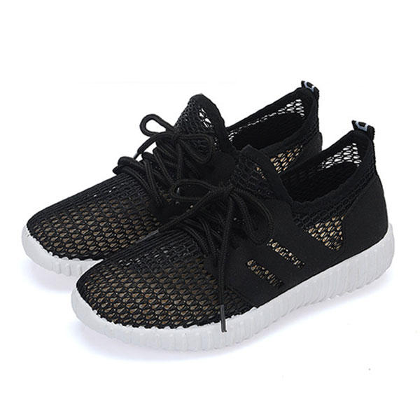 Mesh Women Breathable Lace Up Casual Flat Shoes