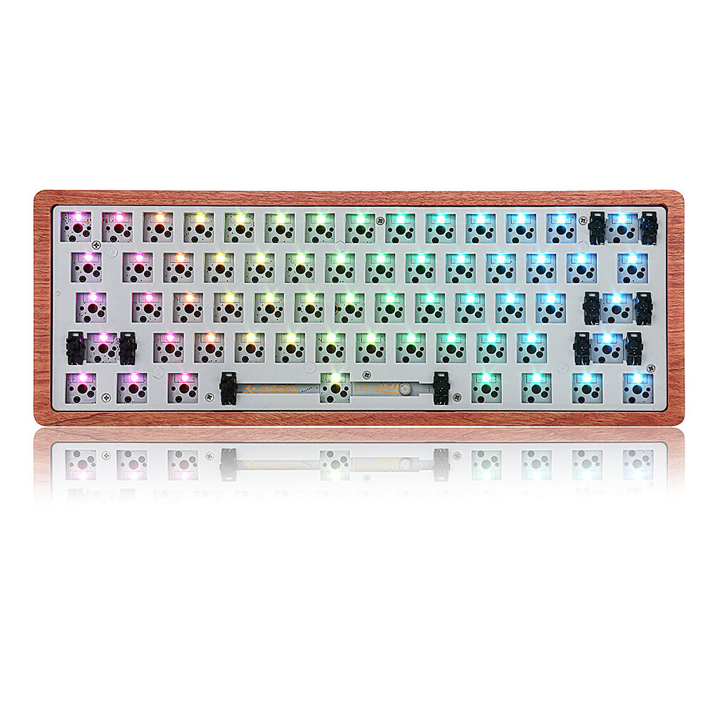 [Holzkoffer-Version] Geek Customized GK61 Hot Swappable 60% RGB-Tastatur Customized Satz Leiterplattenmontageplatte