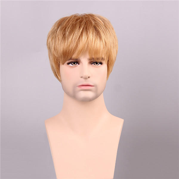 Manner Menschliches Haar Perucken Golden Brown Mit Blonde Short Mono Top Male Virgin Remy Capless