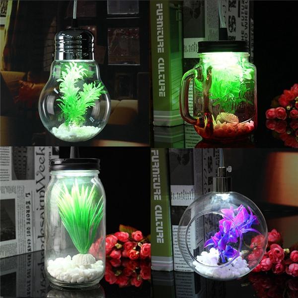 Modern Jar Cup Bulb Sphere Style Glass Plant Ceiling Pendant Light Hanging Lamp For Indoor Decor