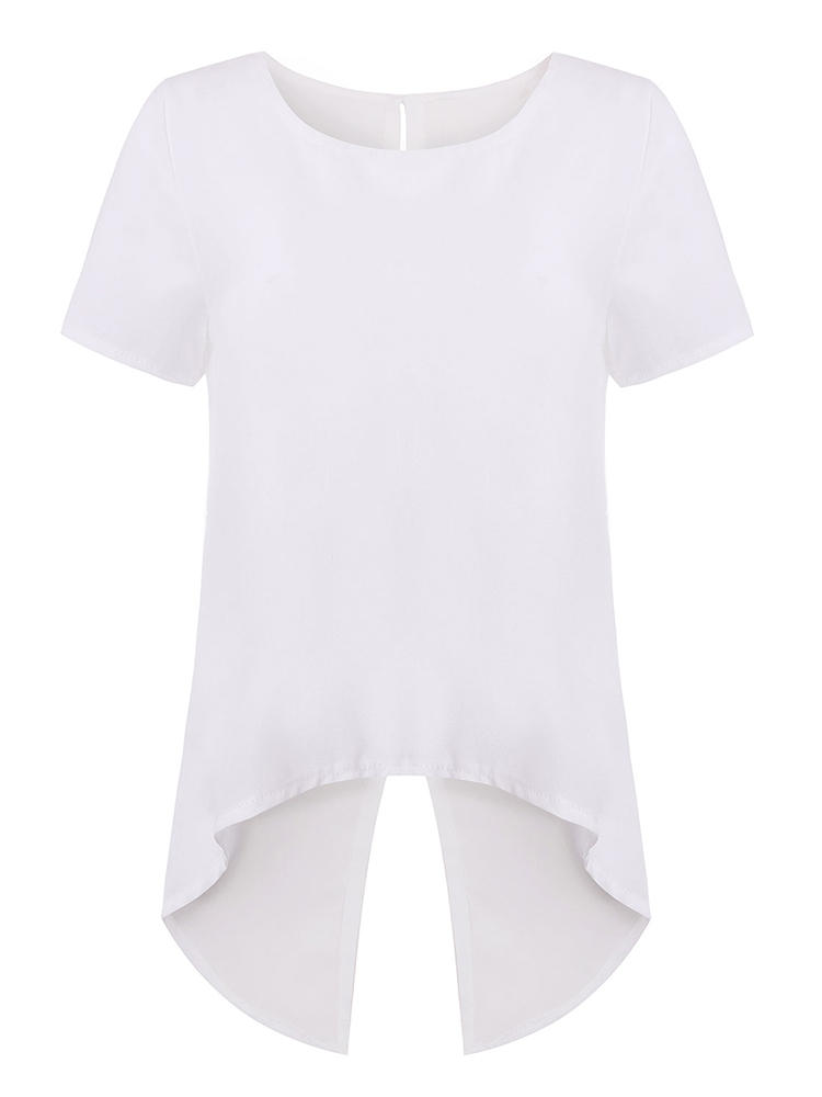 Случайные сексуальные женщины твердое шифона спинку сплит нерегулярные подол блузки