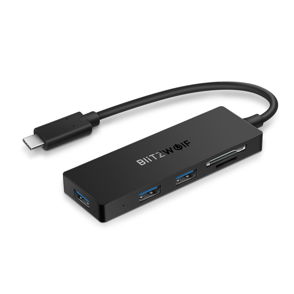 BlitzWolf&reg; BW-TH4 5-em-1 Type-C a 3 portas USB 3.0 SD Card Reader Data Hub 