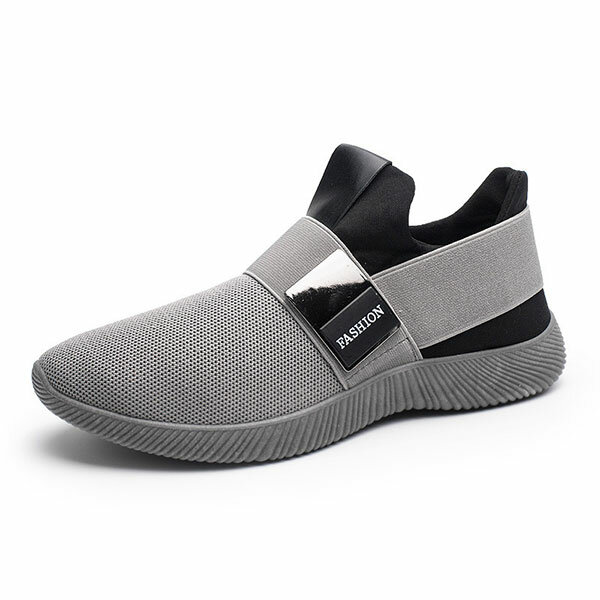 Homens Confort&aacute;veis ​​Elastic Banda Slip On Casual Athletic Shoes