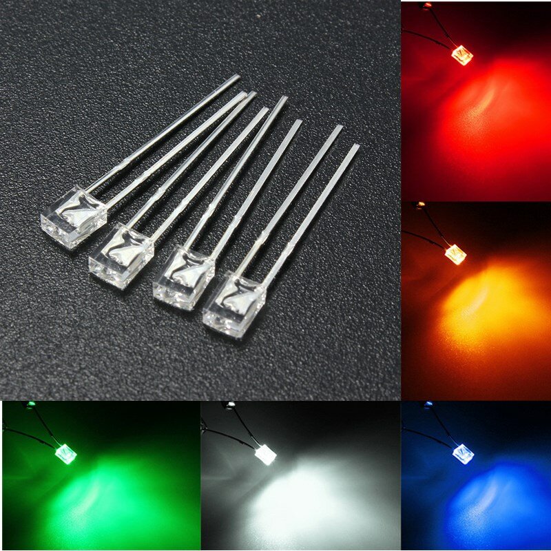 100PCS 3mm Flat Top Red Light LED Diodes Wide Angle Water Clear Transparent