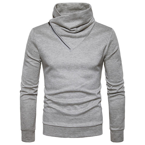 Herbst Winter Mode Seite Reißverschluss Haufen Haufen Kragen Pullover Pullover Herren Casual Pure Color Sweater Herbst Winter Mode Seite Reißverschluss Haufen Haufen Kragen Pullover Pullover Herren Casual Pure Color Sweater