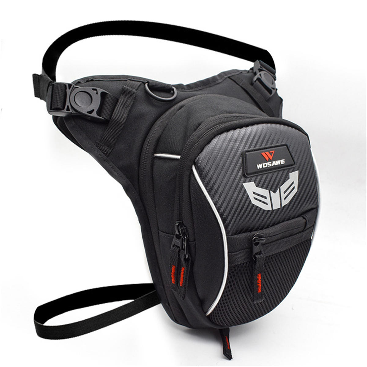 Motorcycle Drop Leg Bag Waist Bag Hiking Travel Tactical Pouch w/Reflective Logo