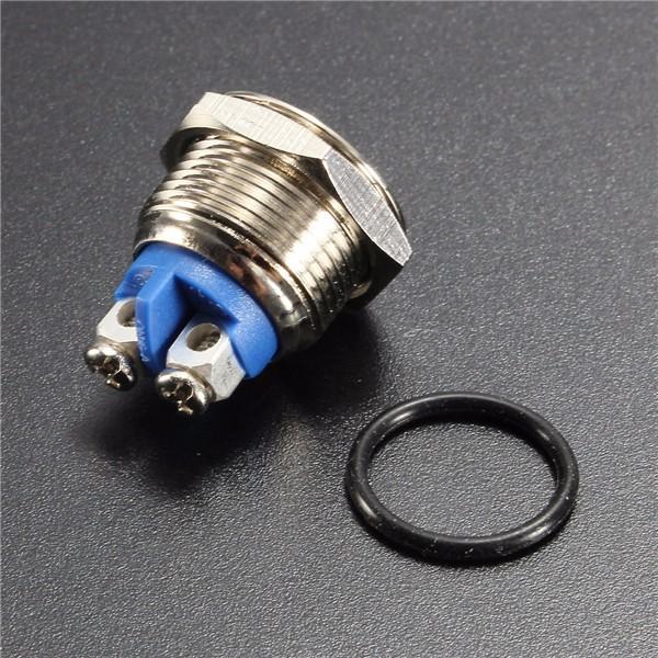 12V 16mm Metal Waterproof Push Button Momentary On Off Horn Switch Start Brass