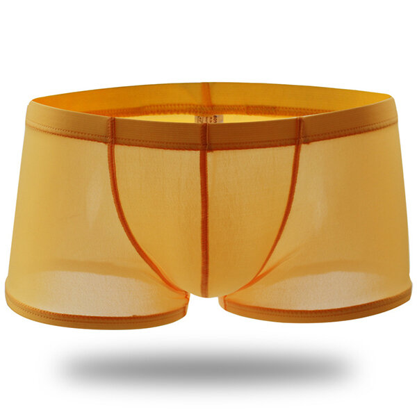 Sexy trasparente Thin Ice seta morbida ed elastica traspirante vita bassa biancheria intima dei pugili per gli uomini