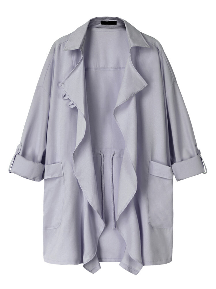 Plus Dames Casual-reverskraag Lange mouw Vesten