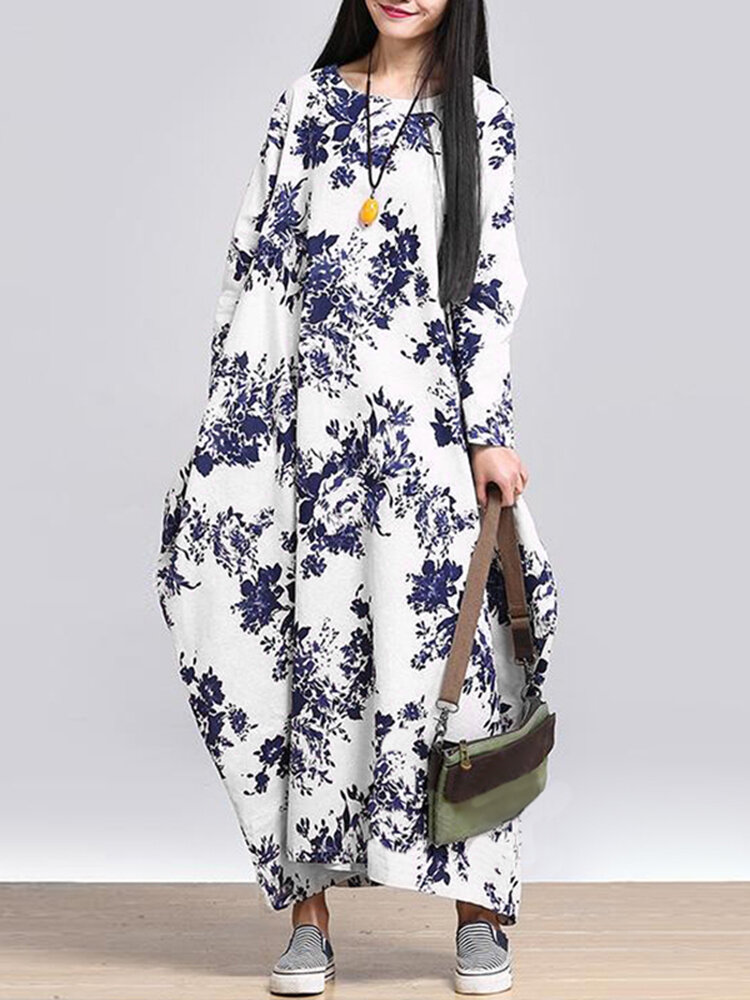 L-5XL Casual Женское Loose Floral Print Платье