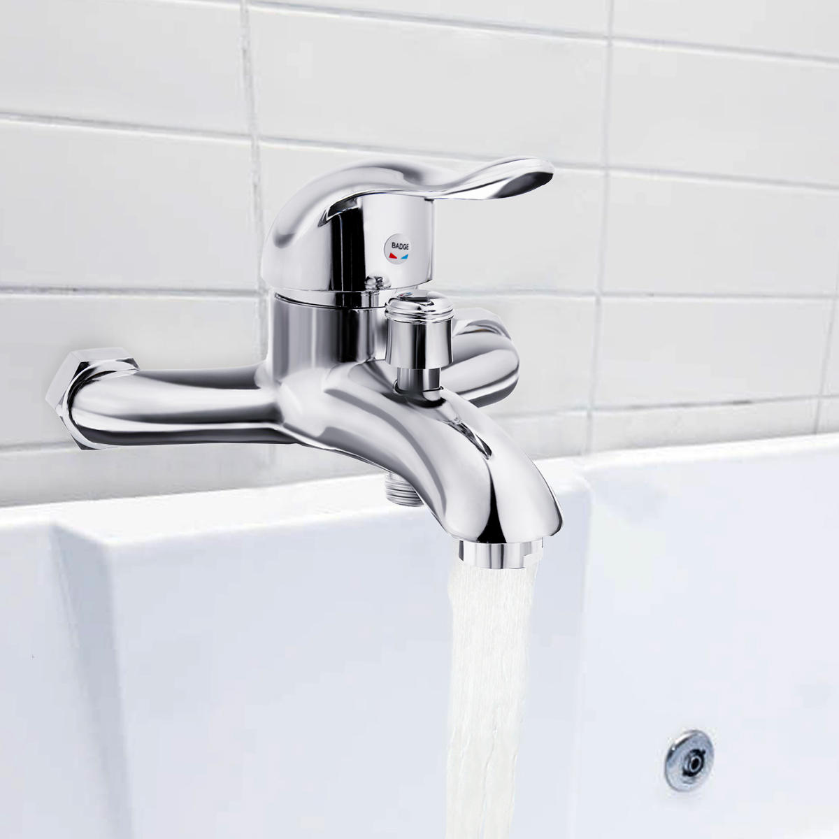 Metal Triple Cold And Hot Bathroom Faucet Chrome Bath Shower Water