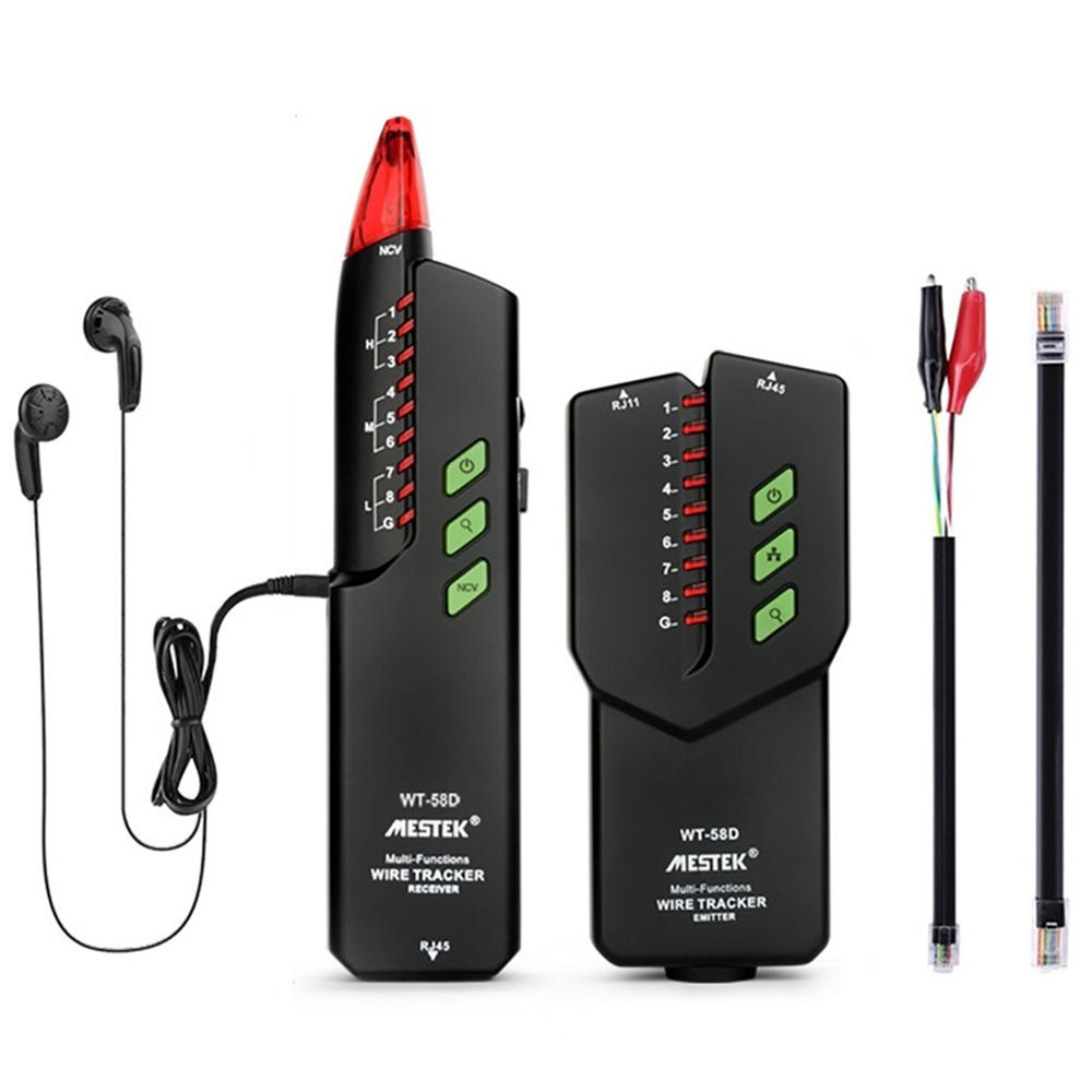 MESTEK WT58D RJ11 RJ45 No Interference Telephone Wire المقتفي رقمي Signal Searching Shielding Interference إيثرنت Lan Network Cable Tester NVC Detector Line Finder