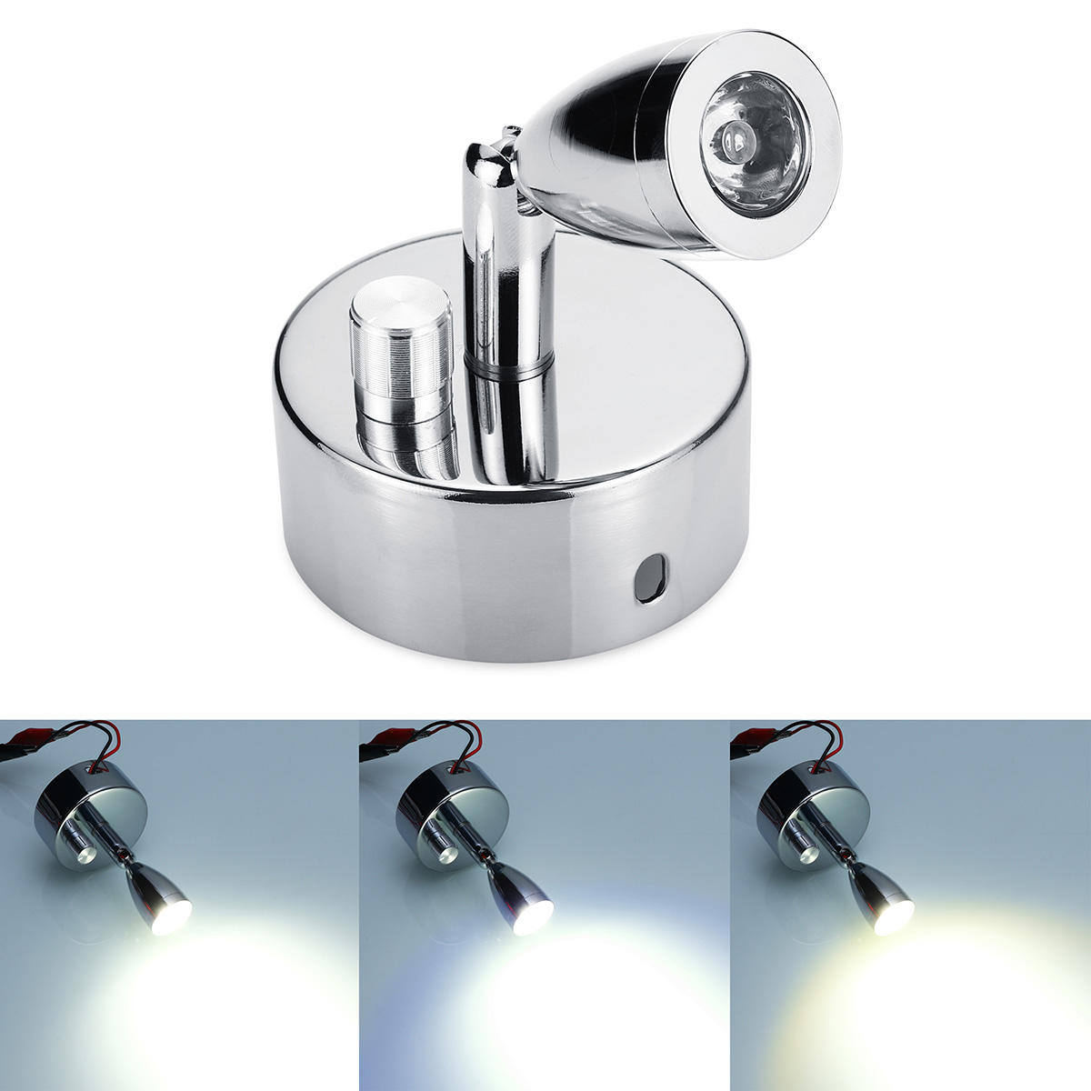 Chrome Led Luci Da Lettura A Spot Con Manopola Di Commutazione Oscuratore 12v 1w Per Camper Camper Van Boat