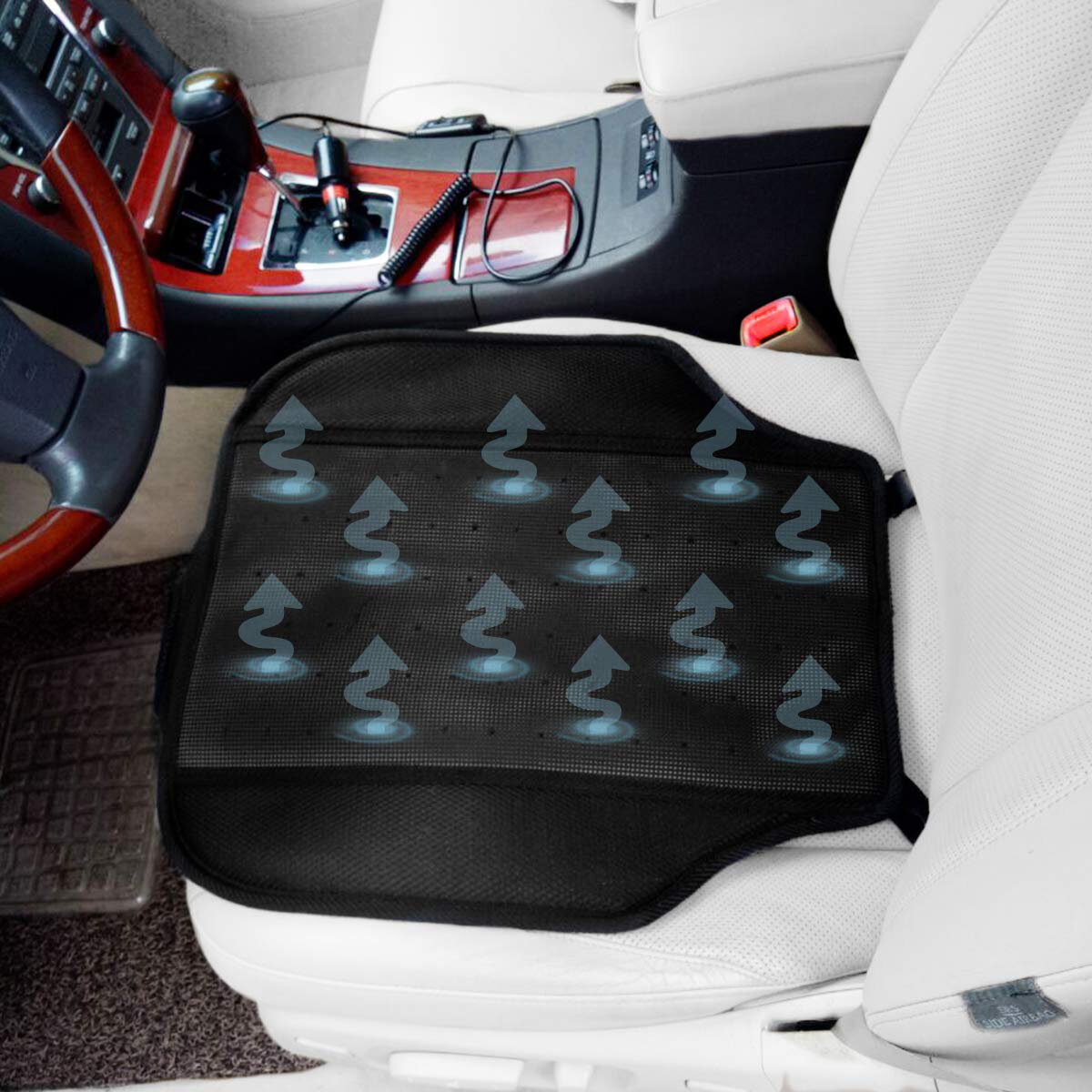 1x Car Cooling Cushion Pad Air Ventilated Fan Cooler Pad for Universal Car seat