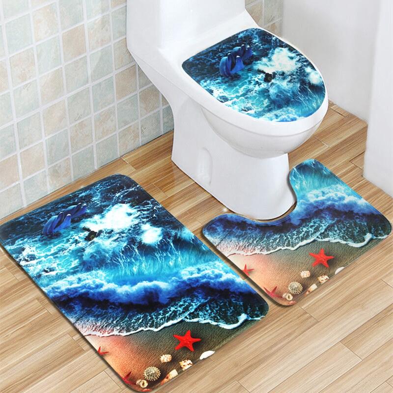 Set Tappetino In Flanella Set Coprivaso Non Antiscivolo Tappeto Da Bagno Tappeto Per Moquette Underwater World