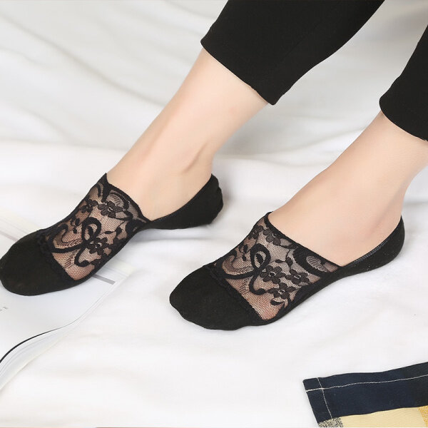 Mode Women Lace Antislip Invisible Boot Socks Summer Ademende Thin Low Cut Beenmode