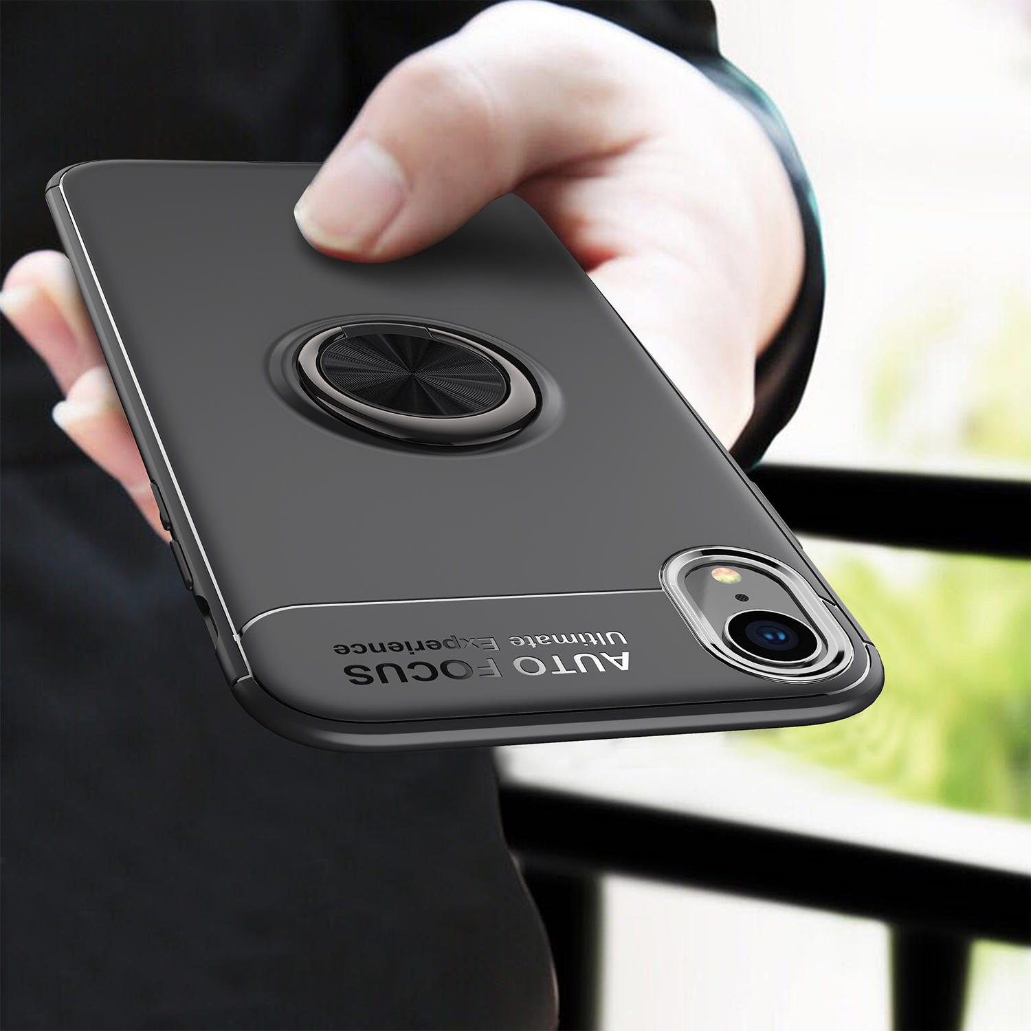 C Ku Protective Case For Iphone Xr 360º Rotating Ring Grip Kicktand Back Cover