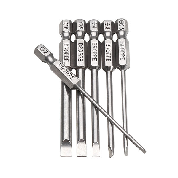 BROPPE 6Pcs 75mm Magnetic 2.0-6.0mm Flat Head Slotted Tip Screwdrivers Bits COD