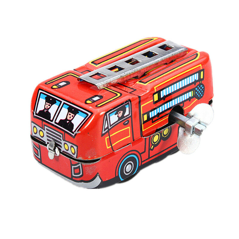 Vintage Fire Chief Firefighter Car Truck Clockwork Model Toys Children Gifts