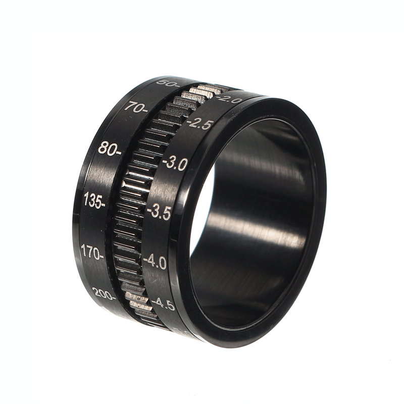 12mm Titanyum &Ccedil;elik Siyah 316L Paslanmaz &Ccedil;elik Parmak Ring Spinner Kamera Lens Focus Ring Men Ring