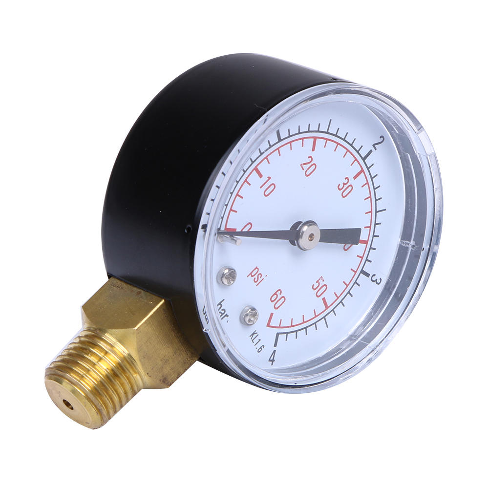 Manomètre de pression deau pour filtre de spa piscine pratique Mini 0-60 PSI 0-4 Bar Montage latéral 1/4 pouce Filetage de tuyau NPT TS-50-Noir-1 Taille 