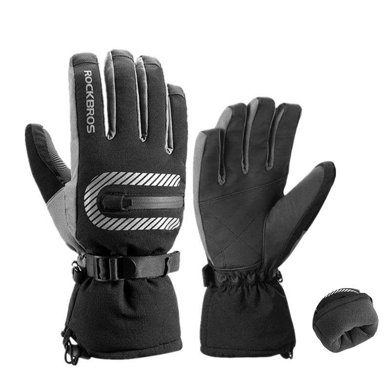 Windproof Touch Screen Warm Gloves Leather Fleece Thermal Cycling Full Finger