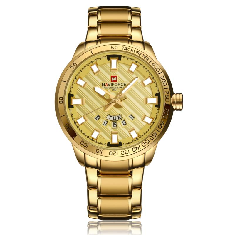 NAVIFORCE NF9090 أزياء الرجال الكوارت ووتش ترف غير القابل للصدأ الصلب الرياضة ووتش