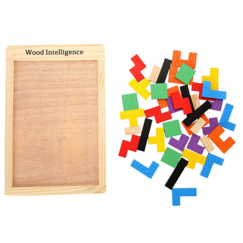 Wooden Tangram Jigsaw Brain Teaser Puzzle Intelligence Wood Blocks Kids Toy Gift