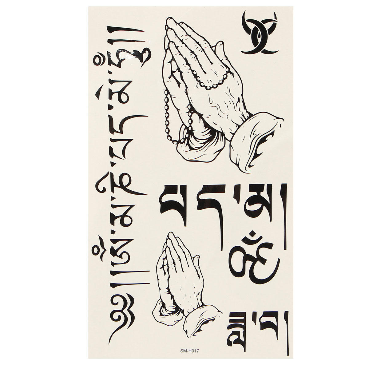 Negro Impermeable Sanskrit Tibetan Patrón Art Body Temporal Tatuaje Pegatinas Negro Impermeable Sanskrit Tibetan Patrón Art Body Temporal Tatuaje Pegatinas