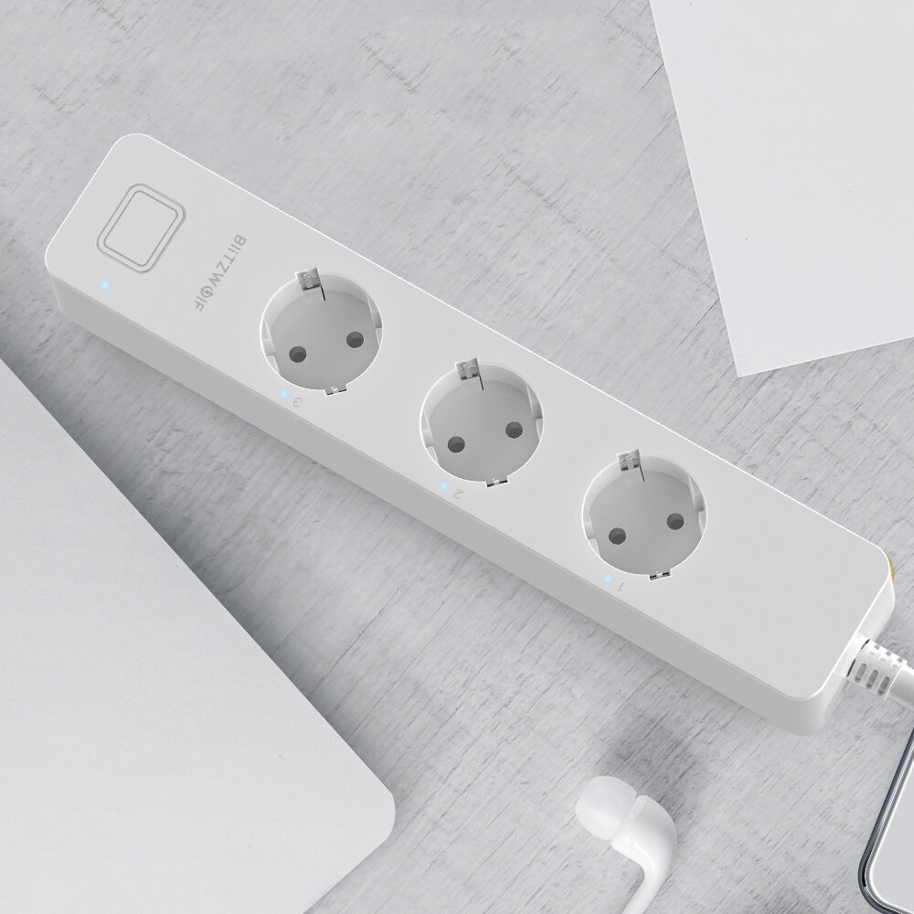 BlitzWolf&reg; BW-SHP9 3300W 15A 3 Tomada Slot USB duplo Smart Power Strip UE Plugue APP Controle Remoto Temporizador Trabalho com Amazon Alexa Google Sistema de controle de voz dom&eacute;stica do Google