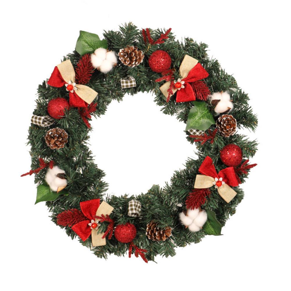 Christmas Wreath Pine Cone Kapok Garland Fireplace Door
