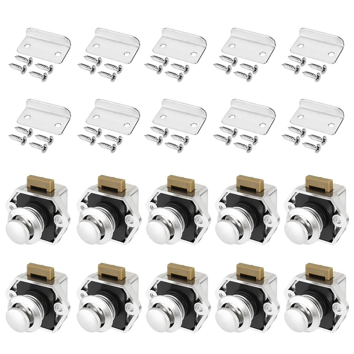 10pcs Push Button Drawer Cupboard Door Catch Lock Caravan Rv Cabinet Latch Knob