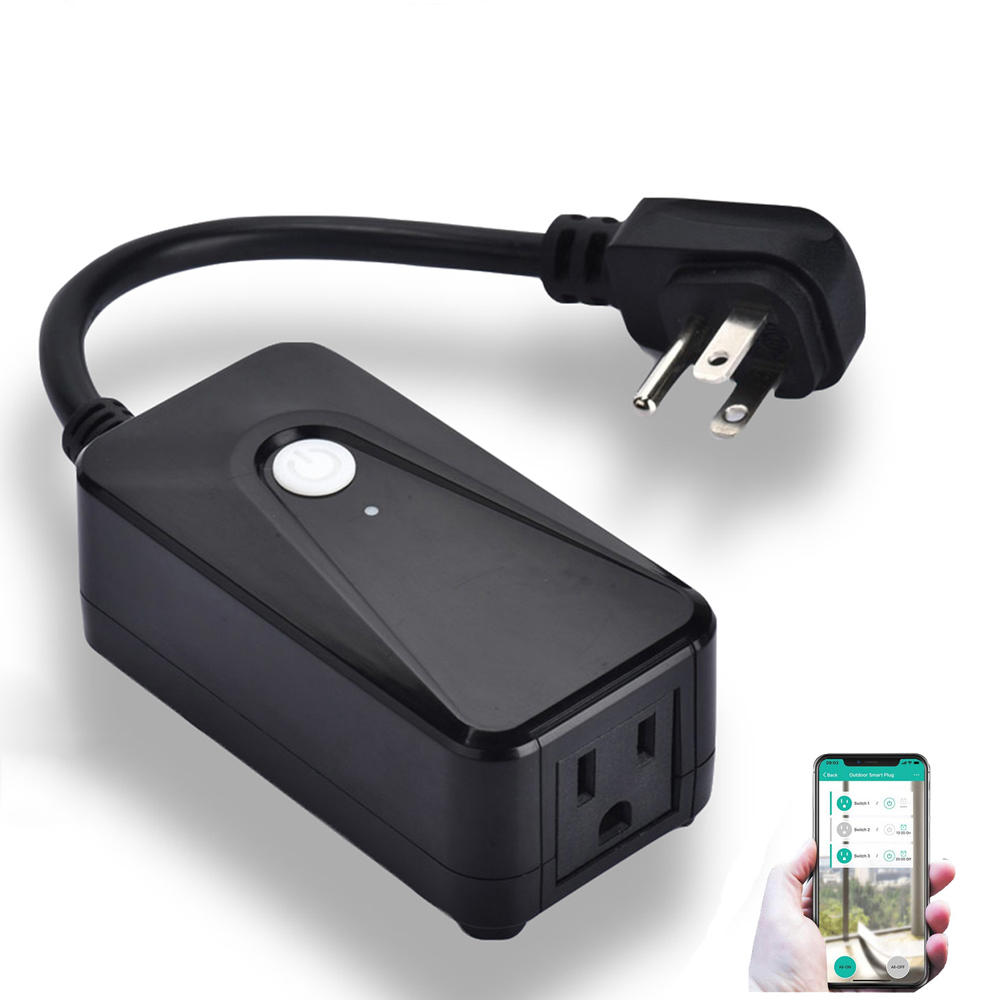 Bakeey Wifi Ao ar livre &Agrave; prova d '&aacute;gua Tomada Graffiti Smart American Standard Timing remoto Controle de voz Interruptor da l&acirc;mpada Plugue do interruptor da faixa de energia Trabalho com Alexa Google Home