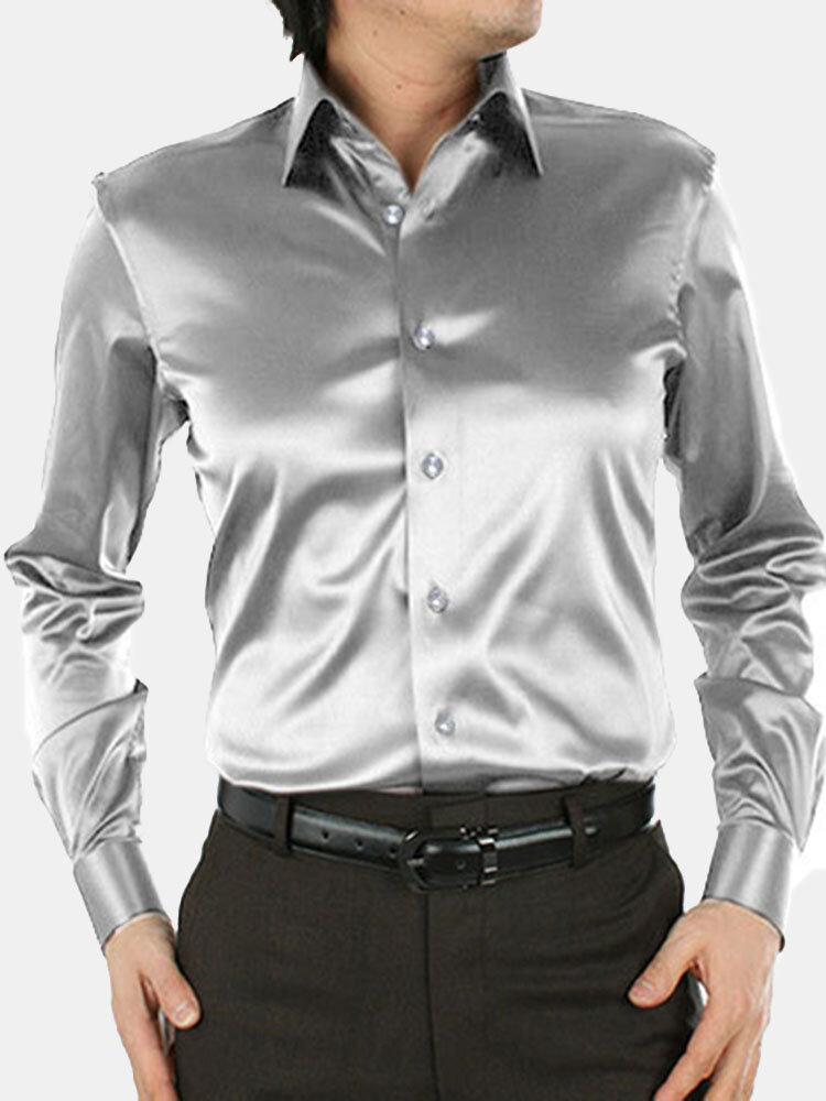 camisa satinada hombre
