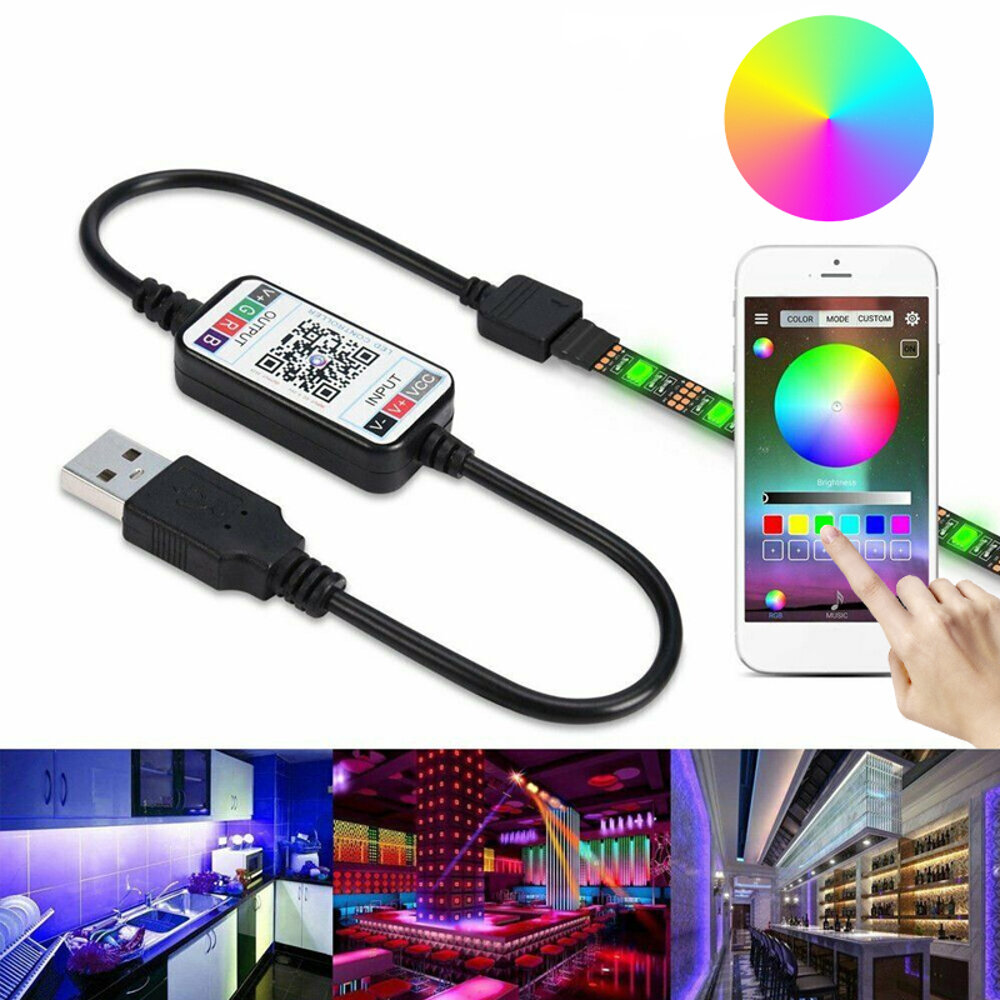 0.5m 2m 3m 5m 5050 Impermeabile bluetooth APP Controllo RGB USB LED Striscia Luce KTV Hotel Home Decor