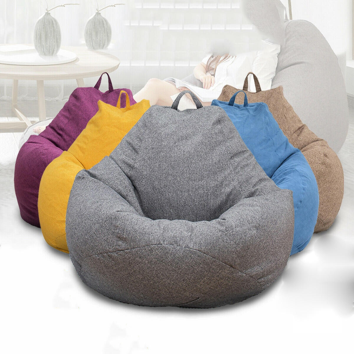 Large 100 120 Color Bean Bag Chairs Couch Sofa Cover Indoor Lazy